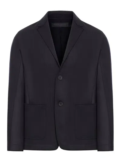 Transit Regular-fit Jacket In Raw-cut Virgin Wool Cloth With A Cashmere Feel In Black