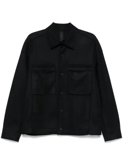 Transit Wool Raw-cut Overshirt In Black