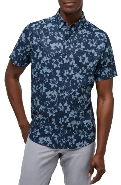 Travismathew Bombadier Floral Short Sleeve Button-up Shirt In Total Eclipse