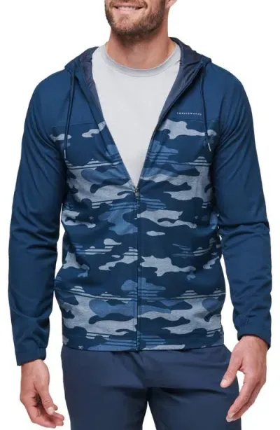 Travismathew Camo Zip Hoodie In Blue Nights