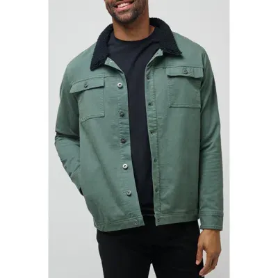 Travismathew Cloud Denim Fleece Collar Jacket In Balsam Green