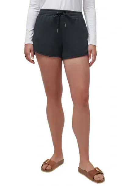 Travismathew Cloud Drawstring Fleece Shorts In Heather Black