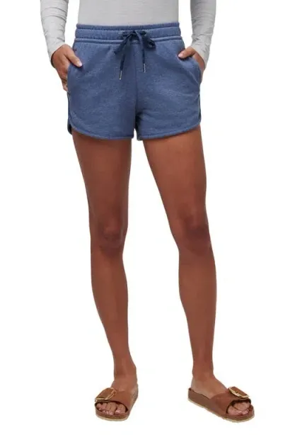 Travismathew Cloud Drawstring Fleece Shorts In Heather Navy