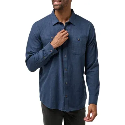 Travismathew Cloud Flannel Button-up Shirt In Heather Navy