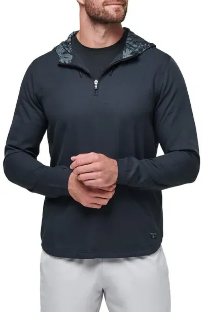 Travismathew Hooded Quarter Zip Pullover In Black Floral