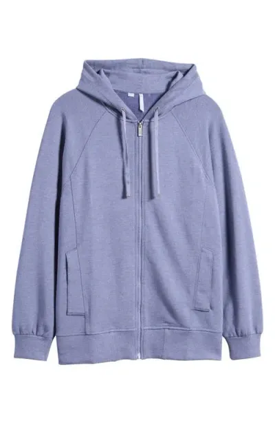 Travismathew Off Script Stretch Modal & Cotton Zip Hoodie In Heather Crown Blue