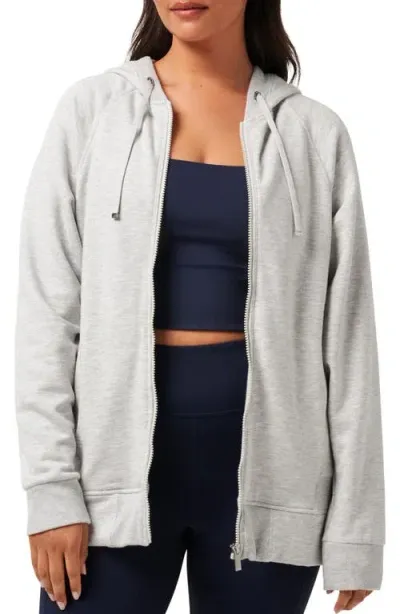 Travismathew Off Script Stretch Modal & Cotton Zip Hoodie In Heather Light Grey