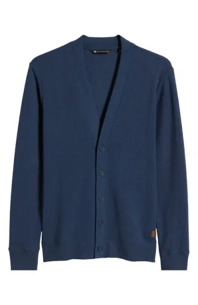 Travismathew Pristine Shore Waffle Cardigan In Blue