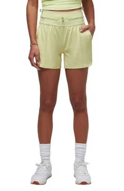 Travismathew Queenstown Moveknit Shorts In Heather Pale Lime Yellow