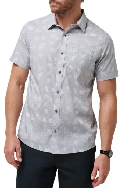 Travismathew West Nowhere Floral Short Sleeve Stretch Button-up Shirt In Heather Sleet