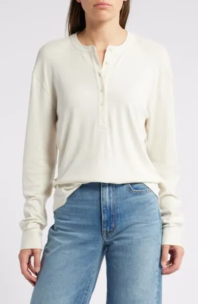 Treasure & Bond Boxy Henley In Ivory Dove