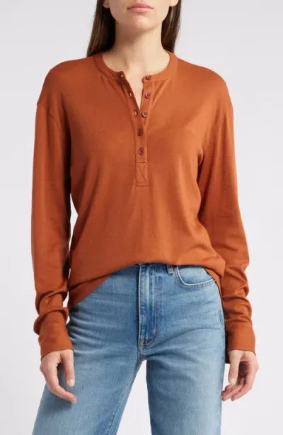 Treasure & Bond Boxy Henley In Rust Hills