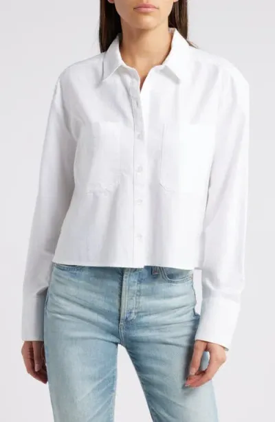 Treasure & Bond Boxy Oxford Button-up Shirt In White