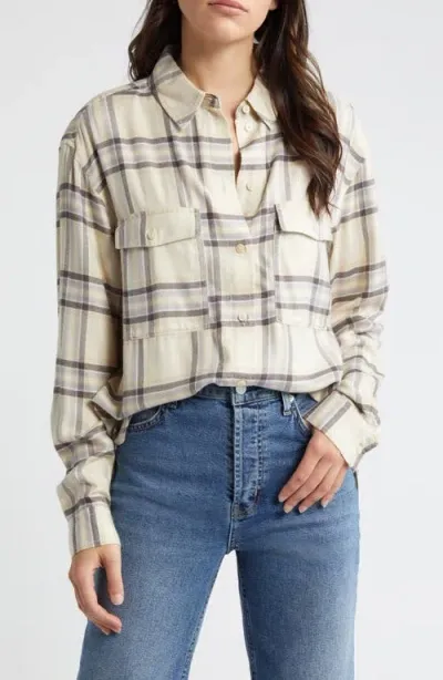 Treasure & Bond Boxy Plaid Flannel Button-up Shirt In Ivory- Beige Viola Plaid