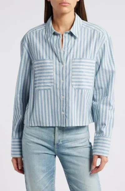 Treasure & Bond Boxy Stripe Oxford Button-up Shirt In Blue Spring Textured Stripe