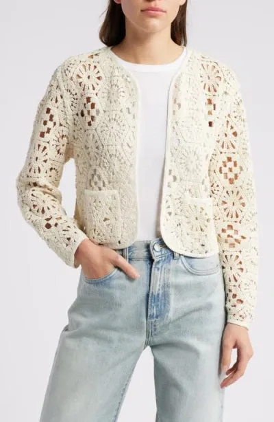 Treasure & Bond Crop Knit Jacket In Ivory