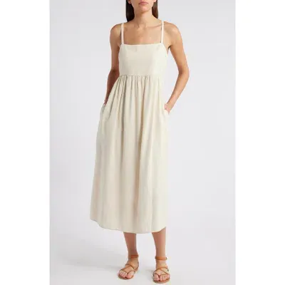 Treasure & Bond Floral Linen Blend Midi Sundress In Ivory Dove