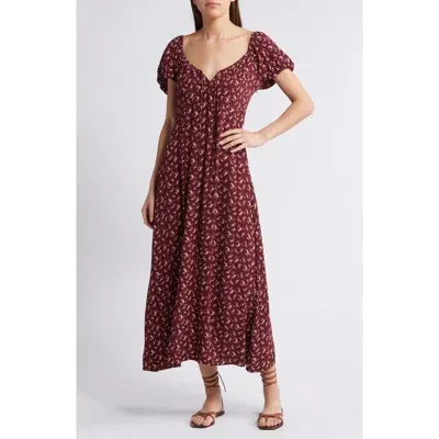 Treasure & Bond Floral Tie Front Maxi Dress In Burgundy Little Paris