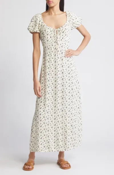 Treasure & Bond Floral Tie Front Maxi Dress In Ivory Little Paris