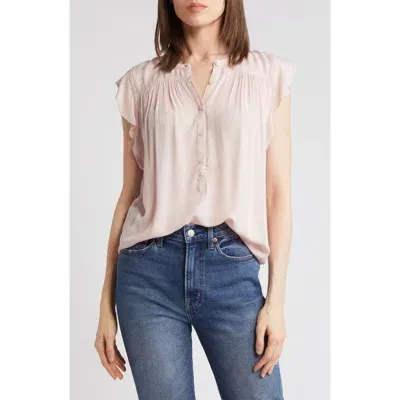 Treasure & Bond Flutter Sleeve Top In Pink Sepia