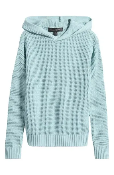 Treasure & Bond Kids' Waffle Knit Pullover Hoodie In Blue Raindrop