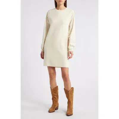 Treasure & Bond Mixed Media Long Sleeve Sweater Dress In Ivory Dove