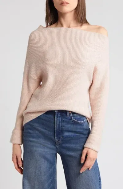 Treasure & Bond One-shoulder Rib Sweater In Pink Sepia