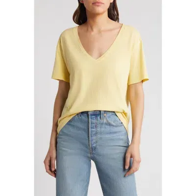 Treasure & Bond Oversize V-neck Cotton T-shirt In Yellow Raffia