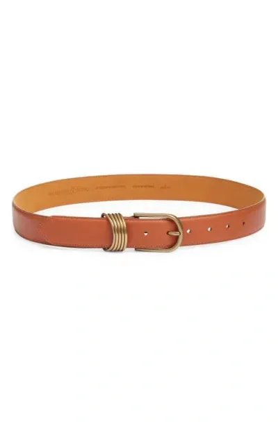 Treasure & Bond Parker Brass Hoop Leather Belt In Cognac