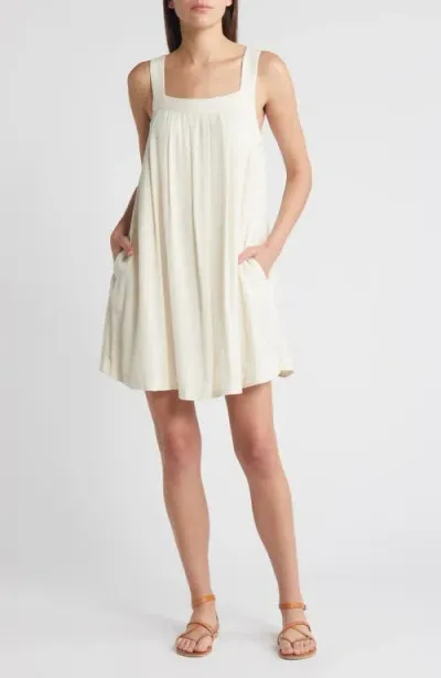 Treasure & Bond Pleated Sleeveless Shift Minidress In Ivory Dove