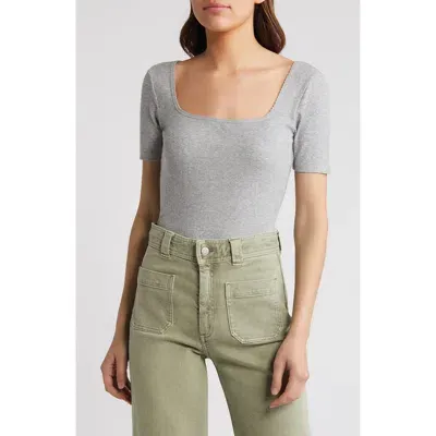 Treasure & Bond Scoop Neck Rib Top In Grey Heather