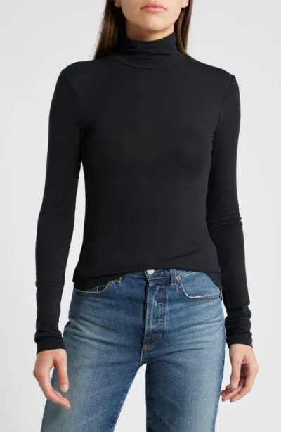 Treasure & Bond Sheer Layering Turtleneck In Black