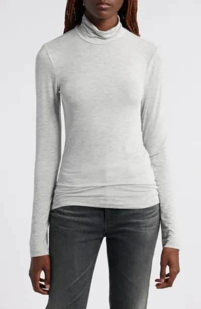 Treasure & Bond Sheer Layering Turtleneck In Grey Heather