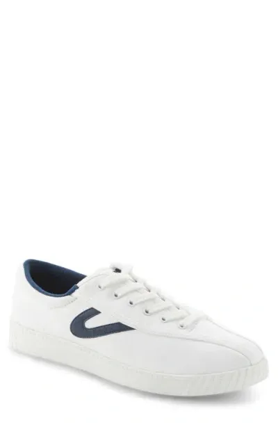 Tretorn Men's Nylite Plus Canvas Casual Sneakers From Finish Line In White,navy