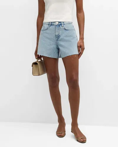 Triarchy T-long High Rise Cut-off Denim Shorts In Spring Indigo