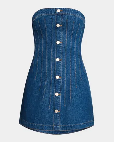 Triarchy Victoria Denim Corset Mini Dress In Pavona Dark Indigo