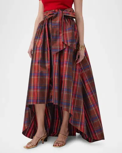 Trina Turk Kalina High-low Plaid Maxi Skirt In Multi