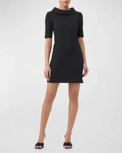 Trina Turk Maleko Funnel-neck Mini Dress In Black