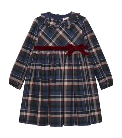 Trotters Kids' Bonnie Tartan Dress In Blue