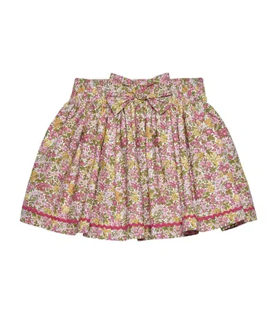 Trotters Kids' Cotton Floral Penny Skirt In Pink