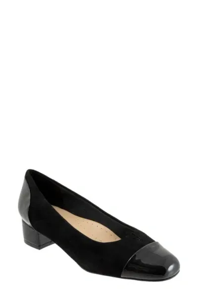 Trotters Daisy Pump In Black Suede