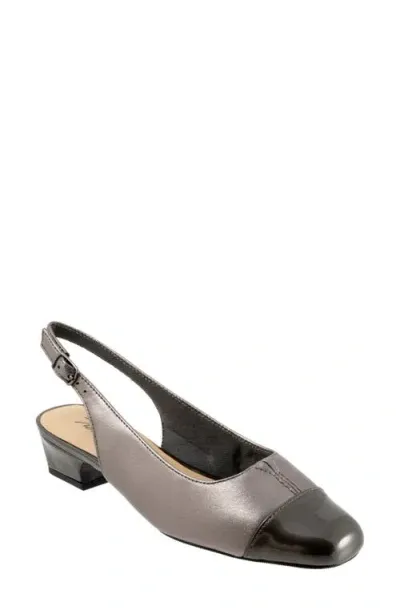 Trotters Dea Cap Toe Slingback Pump In Pewter