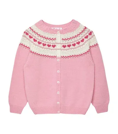 Trotters Kids' Fair Isle Natasha Cardigan In Pink