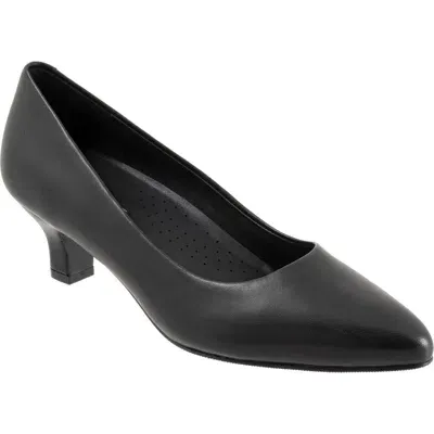 Trotters Kate Pointed Toe Kitten Heel Pump In Black