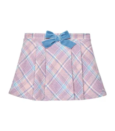 Trotters Kids' Wool-blend Check Penelope Skirt In Pink