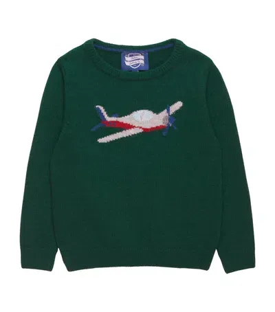 Trotters Kids' Wool-blend Plane Sweater In Green