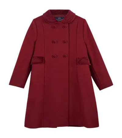 Trotters Kids' Wool Double-breasted Coat In Burgundy