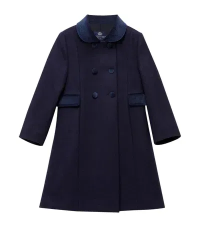 Trotters Kids' Wool Double-breasted Coat In Navy