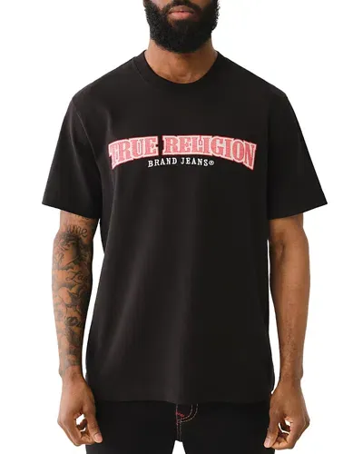 True Religion Cross Stitch Arch Tee In Jet Black