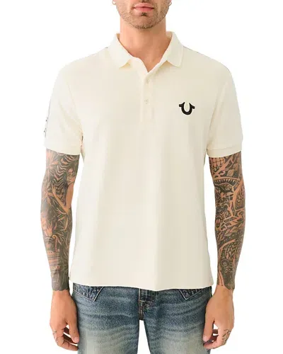 True Religion Damask Polo Shirt In Winter White